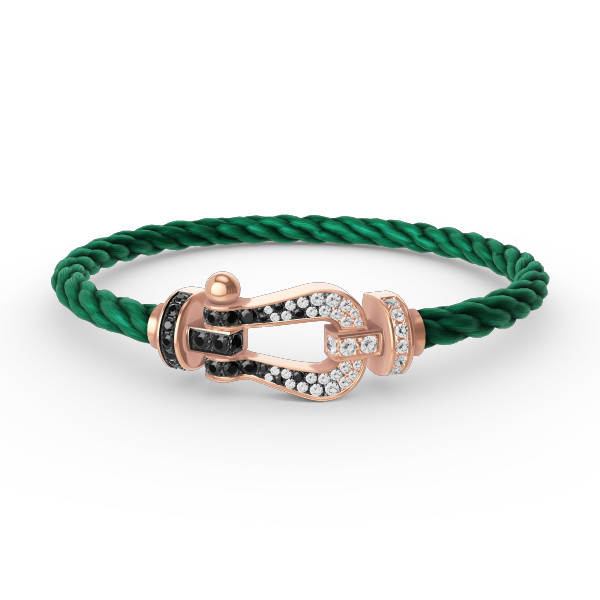 [Clara Jewels]FORCE LARGE HORSESHOE BLACK WHITE DIAMOND BRACELET ROSE GOLD