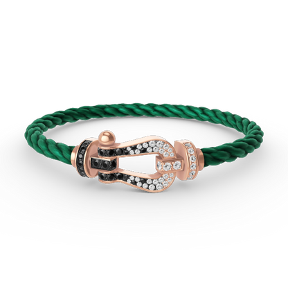 [Clara Jewels]FORCE LARGE HORSESHOE BLACK WHITE DIAMOND BRACELET ROSE GOLD