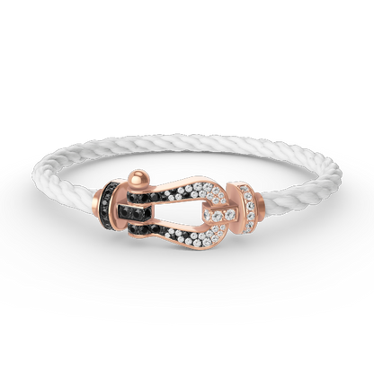 [Clara Jewels]FORCE LARGE HORSESHOE BLACK WHITE DIAMOND BRACELET ROSE GOLD
