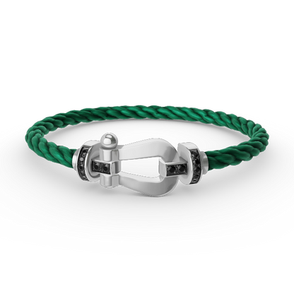[Clara Jewels]FORCE LARGE HORSESHOE BLACK DIAMOND BRACELET SILVER