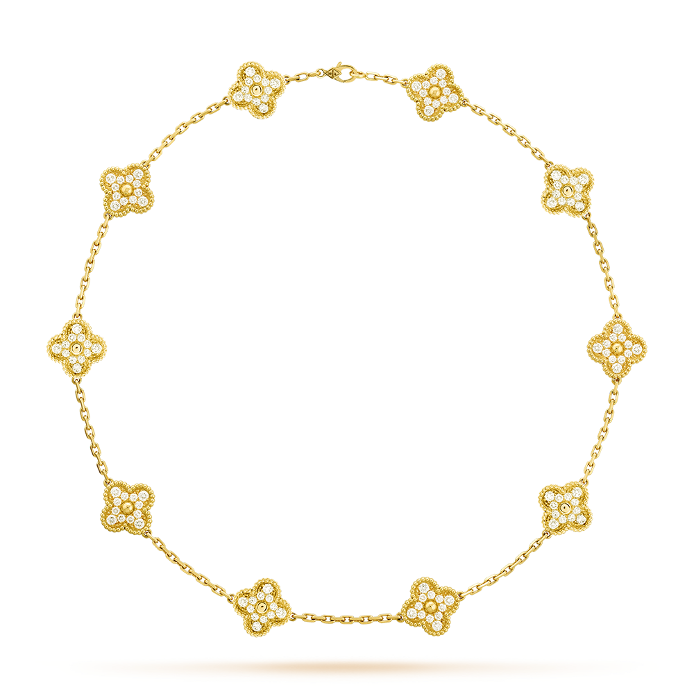 [Clara Jewels]CLOVER 10 MOTIFS DIAMOND NECKLACE