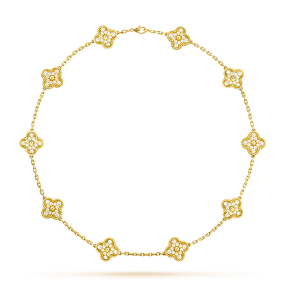 [Clara Jewels]CLOVER 10 MOTIFS DIAMOND NECKLACE