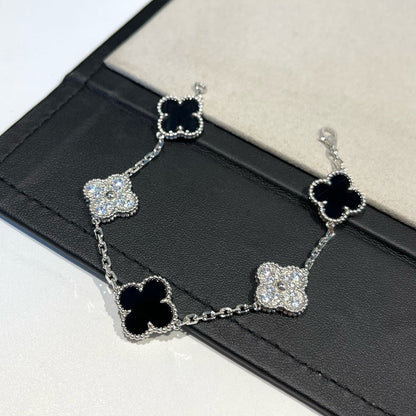 [Clara Jewels] CLOVER 5 MOTIF ONYXS BRACELET COLLECTION