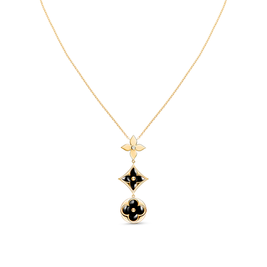 [Clara Jewels]STAR AND SUN ONYX PINK GOLD NECKLACE