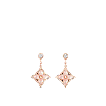 [Clara Jewels]DOUBLE STAR PINK GOLD MOP DROP EARRINGS