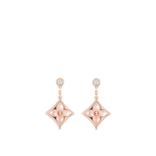 [Clara Jewels]DOUBLE STAR PINK GOLD MOP DROP EARRINGS