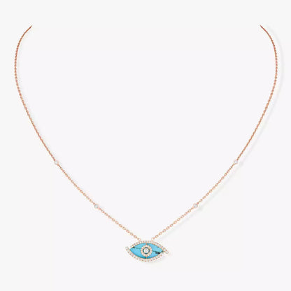 [Clara Jewely]Lucky Eye Diamond Necklace in Rose Gold and Turquoise