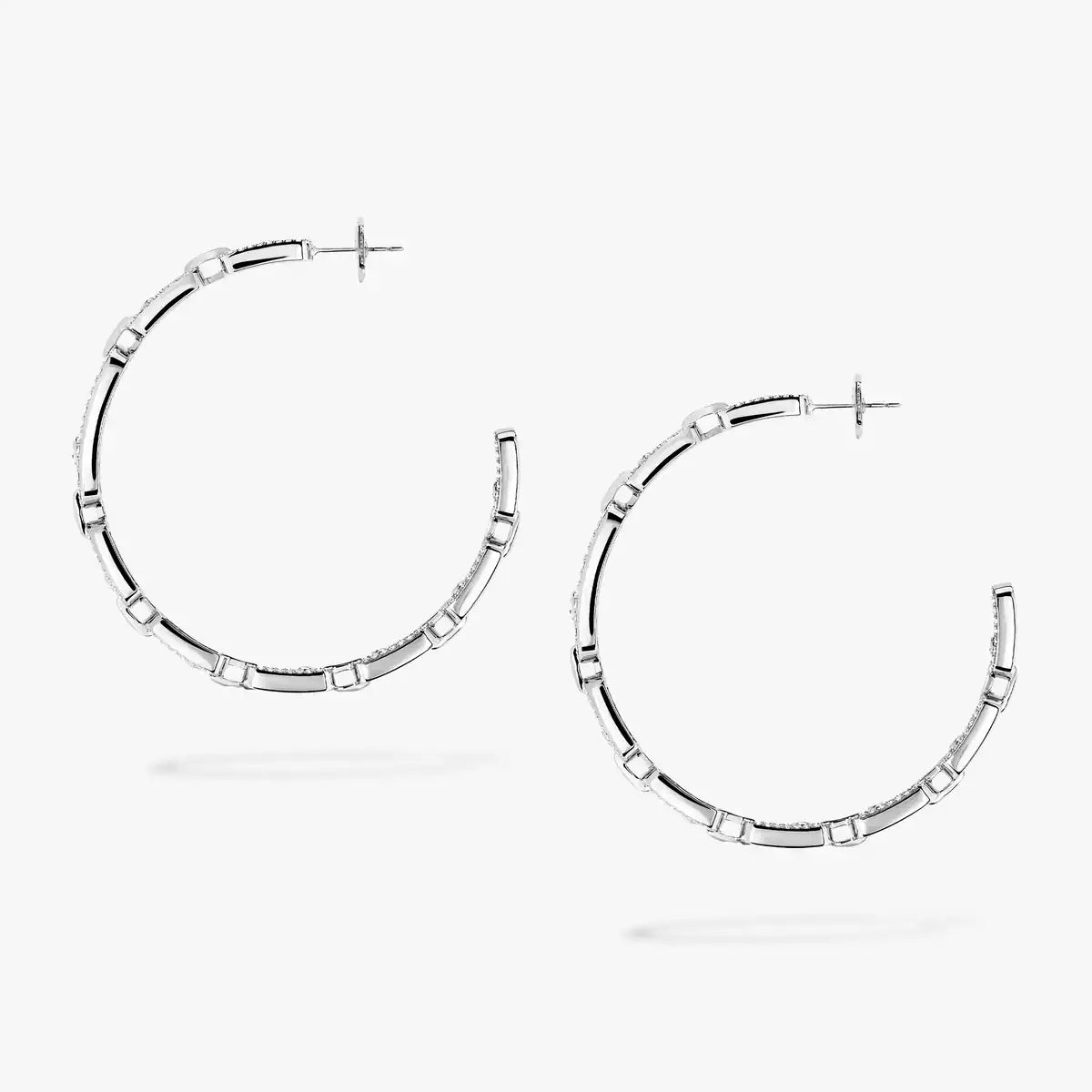 [[Clara Jewely]Move Link Diamond Hoop Earrings