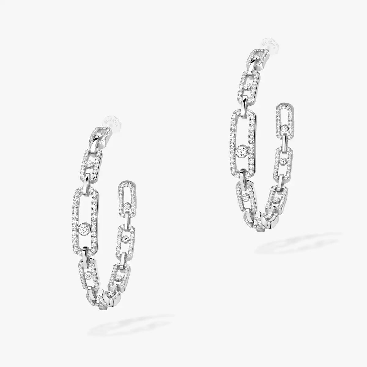 [[Clara Jewely]Move Link Diamond Hoop Earrings