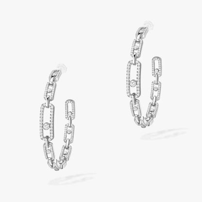 [[Clara Jewely]Move Link Diamond Hoop Earrings