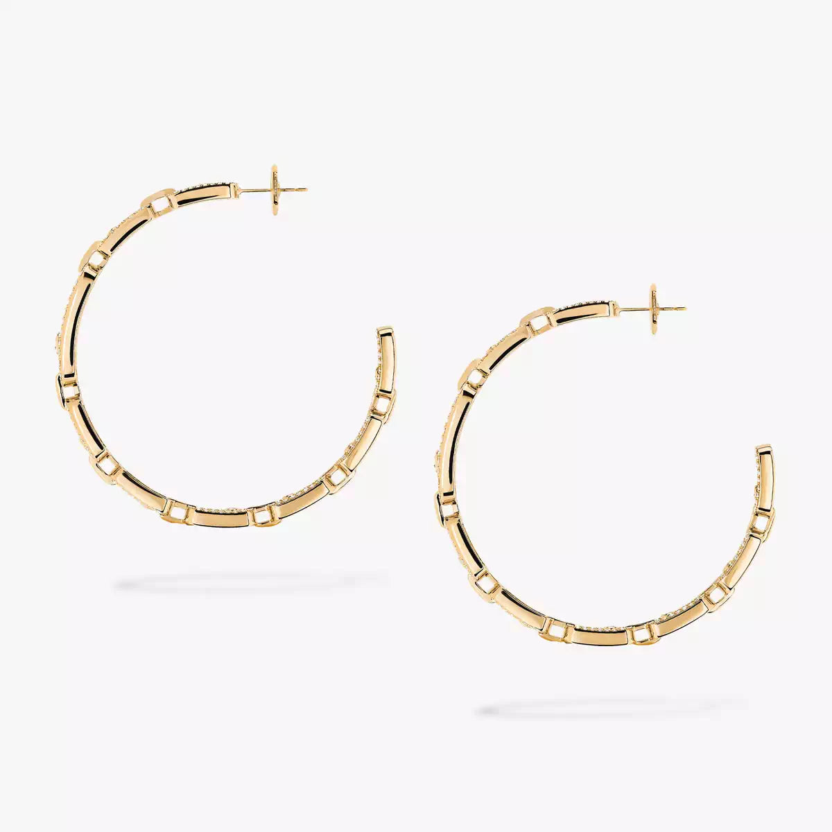 [[Clara Jewely]Move Link Diamond Hoop Earrings