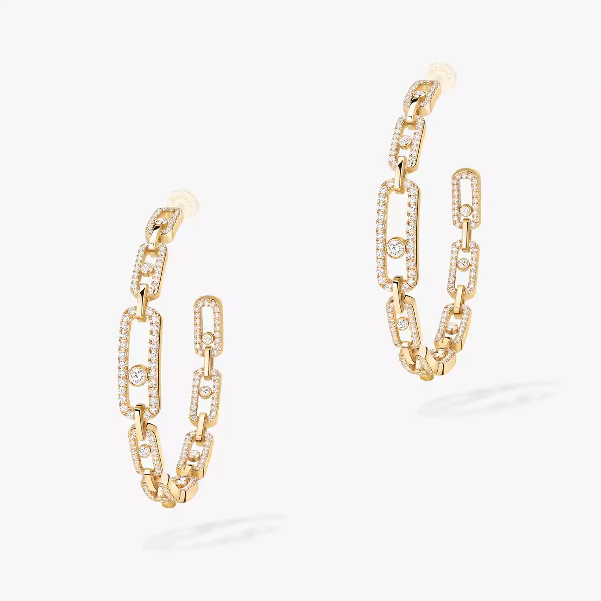 [[Clara Jewely]Move Link Diamond Hoop Earrings