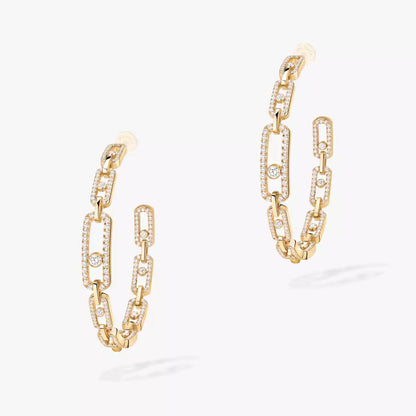 [[Clara Jewely]Move Link Diamond Hoop Earrings
