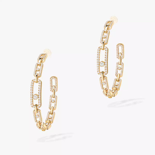 [[Clara Jewely]Move Link Diamond Hoop Earrings