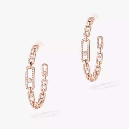 [[Clara Jewely]Move Link Diamond Hoop Earrings