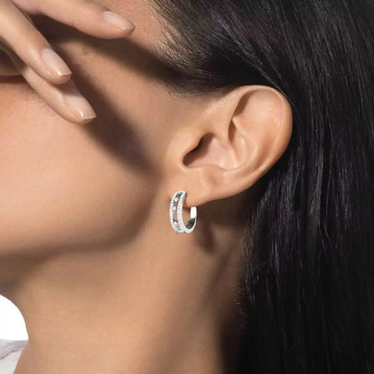 [Clara Jewely]Diamond Pave_ Hoop Earrings Move