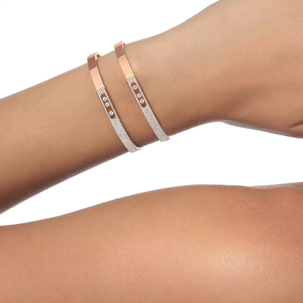 [Clara Jewely]Move Noa Rose Gold Pav茅 Diamond Bangle Bracelet