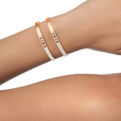 [Clara Jewely]Move Noa Rose Gold Pav茅 Diamond Bangle Bracelet