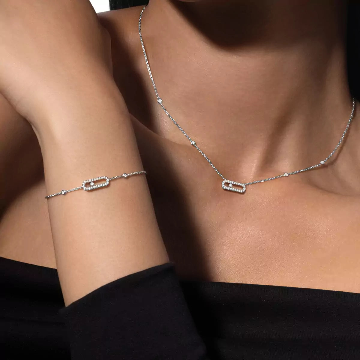 [Clara Jewely]Diamond Necklace Move Uno