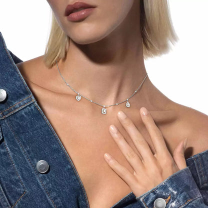 [Clara Jewely]My Twin Diamond Necklace in Silver