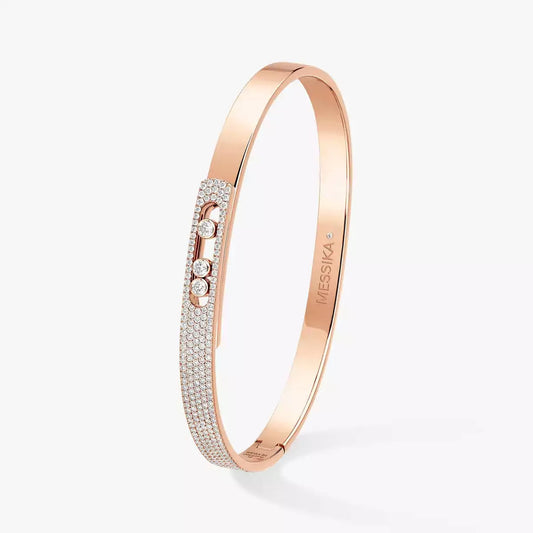 [Clara Jewely]Move Noa Rose Gold Pav茅 Diamond Bangle Bracelet