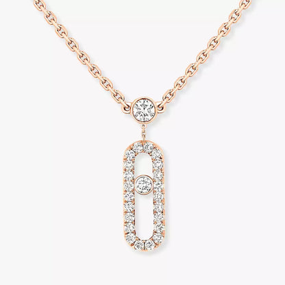 [Clara Jewely]2 Rows Rose Gold Diamond Pave_ Necklace Move Uno