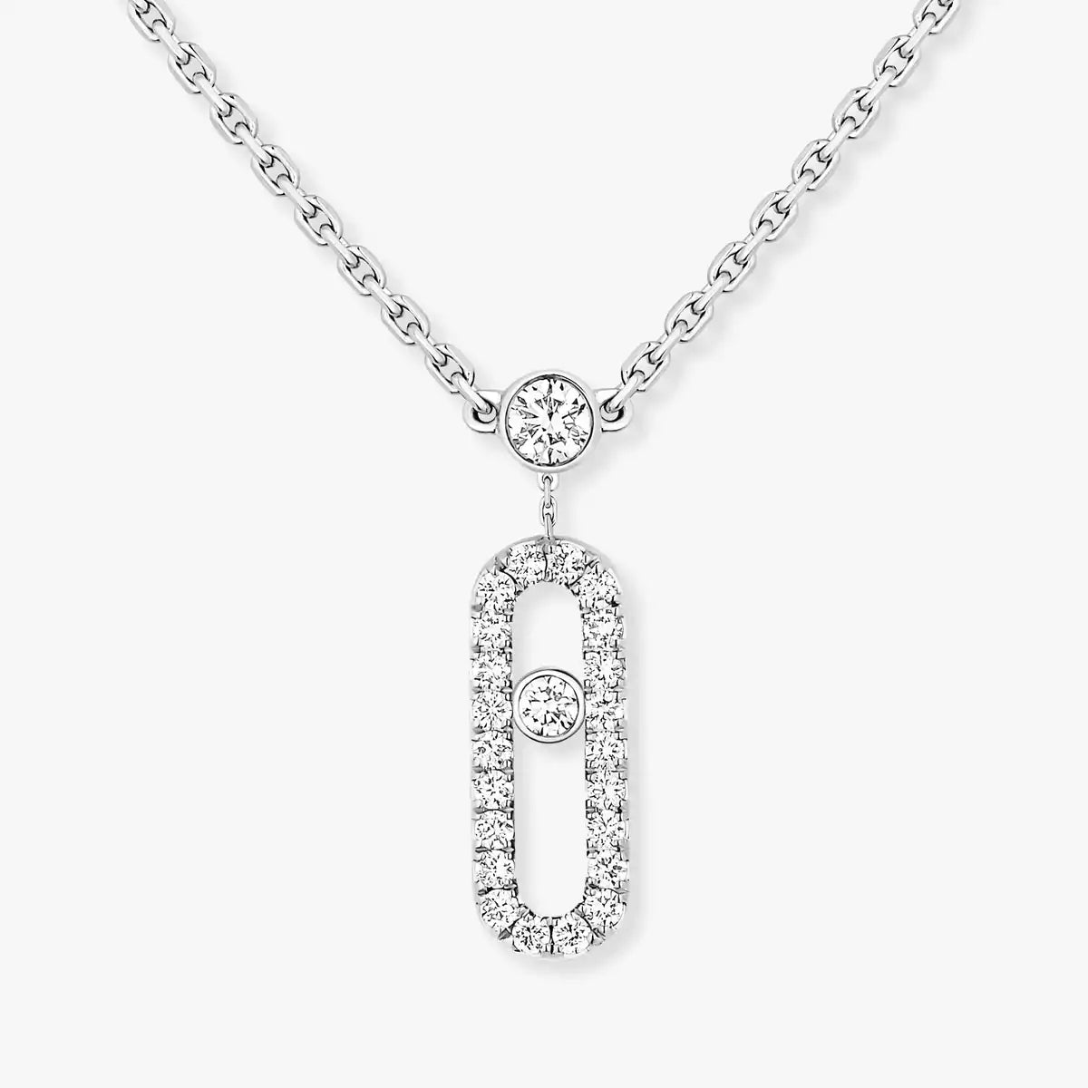 [Clara Jewely]2 Rows Rose Gold Diamond Pave_ Necklace Move Uno