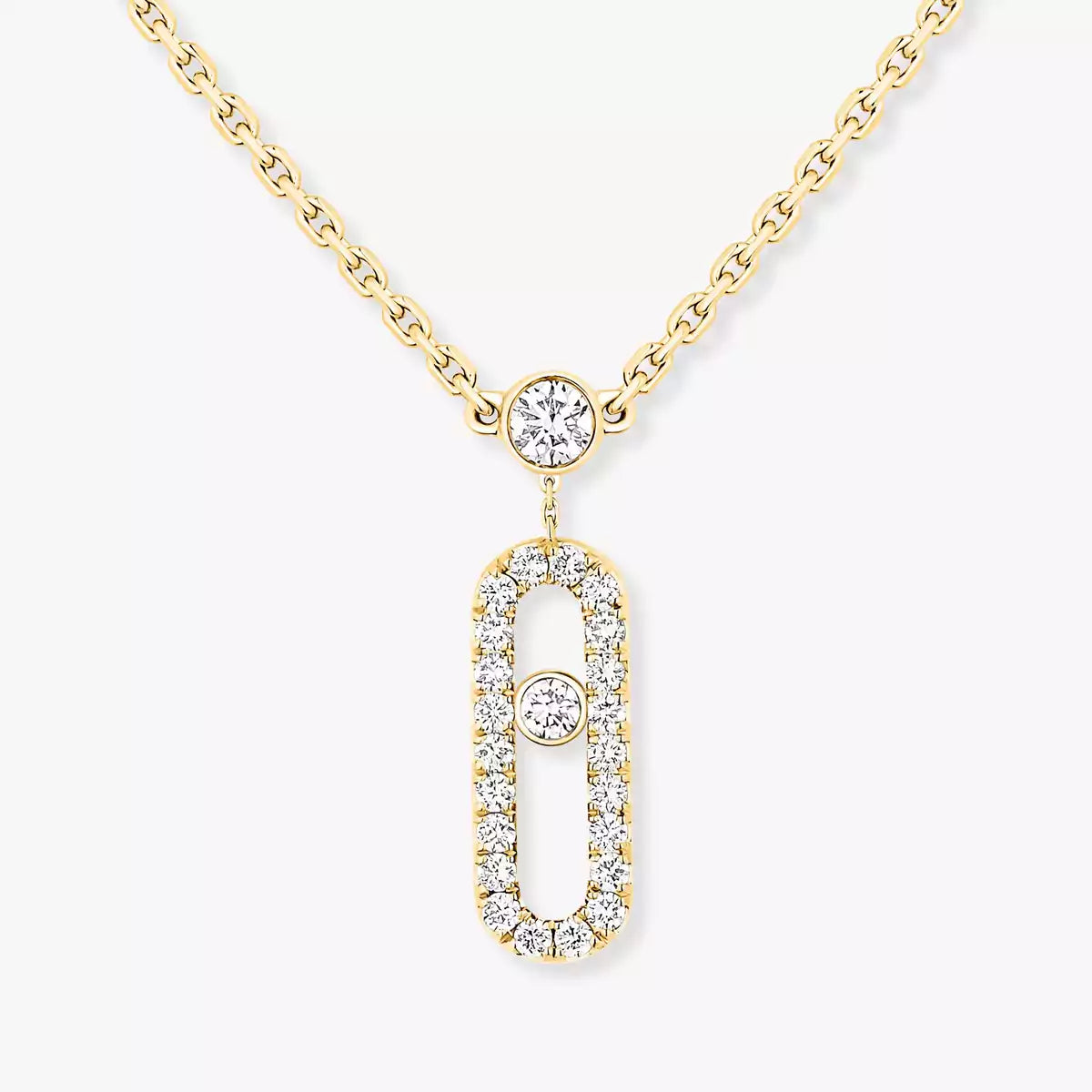 [Clara Jewely]2 Rows Rose Gold Diamond Pave_ Necklace Move Uno