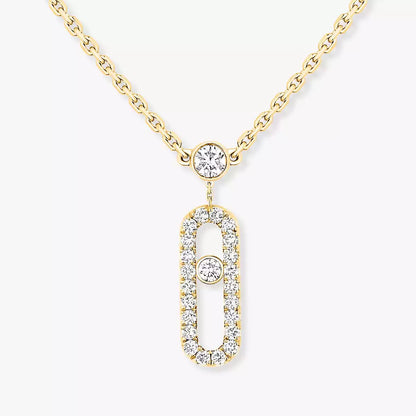 [Clara Jewely]2 Rows Rose Gold Diamond Pave_ Necklace Move Uno