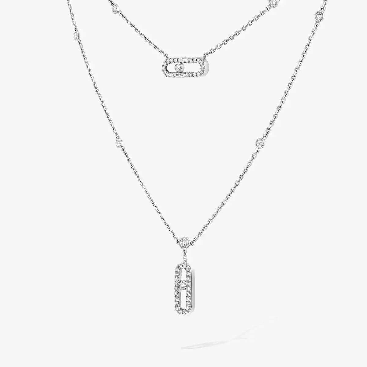 [Clara Jewely]2 Rows Rose Gold Diamond Pave_ Necklace Move Uno