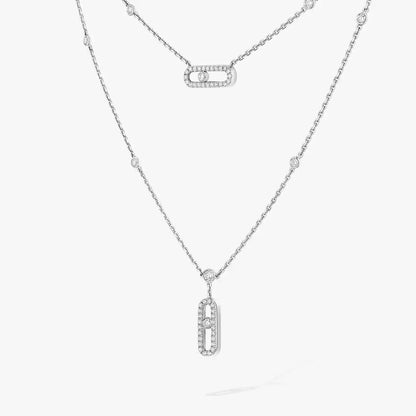 [Clara Jewely]2 Rows Rose Gold Diamond Pave_ Necklace Move Uno