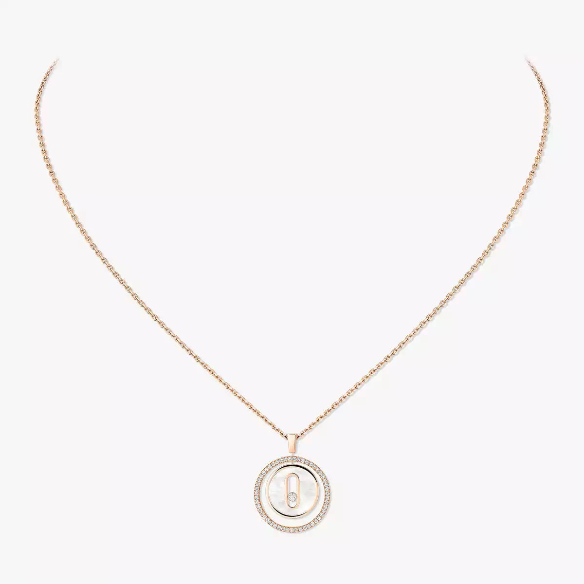 [Clara Jewely]Lucky Move Diamond Necklace in Rose Gold and White Mother-of-Pearl