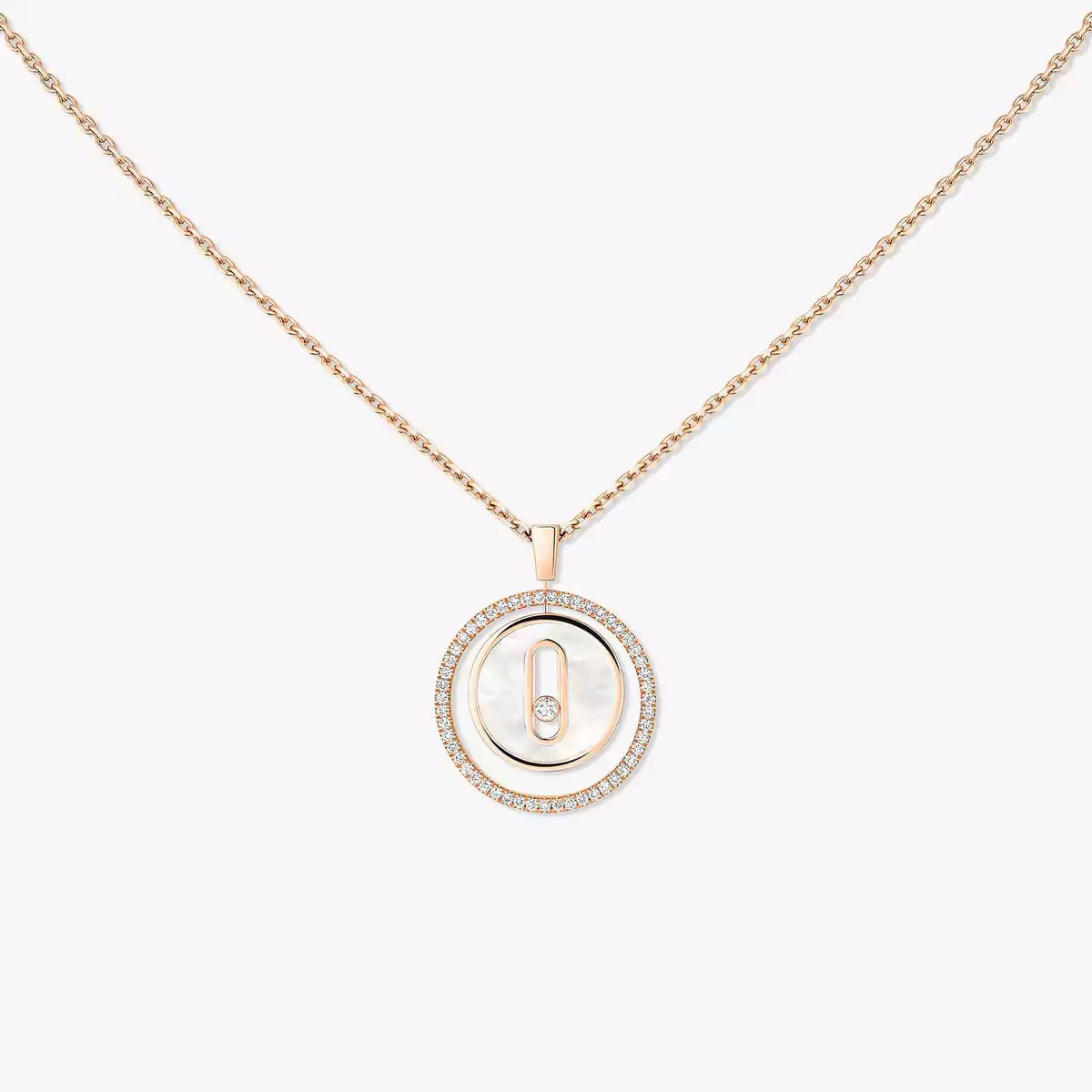 [Clara Jewely]Lucky Move Diamond Necklace in Rose Gold and White Mother-of-Pearl