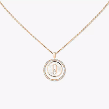 [Clara Jewely]Lucky Move Diamond Necklace in Rose Gold and White Mother-of-Pearl