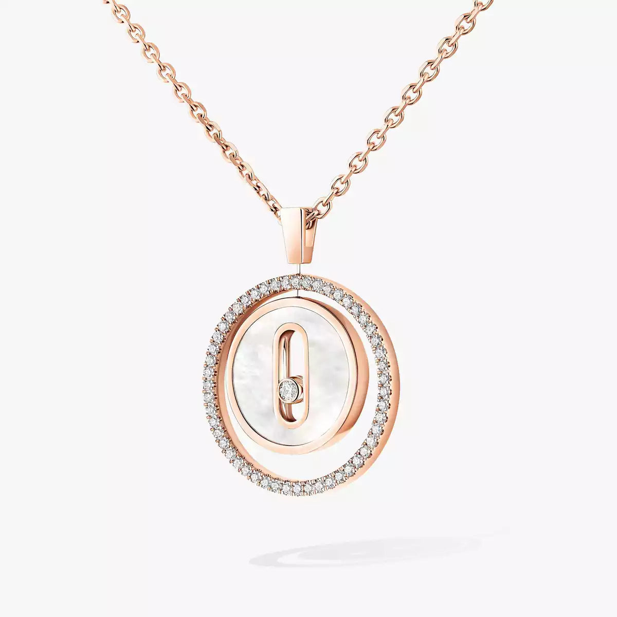 [Clara Jewely]Lucky Move Diamond Necklace in Rose Gold and White Mother-of-Pearl