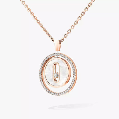 [Clara Jewely]Lucky Move Diamond Necklace in Rose Gold and White Mother-of-Pearl