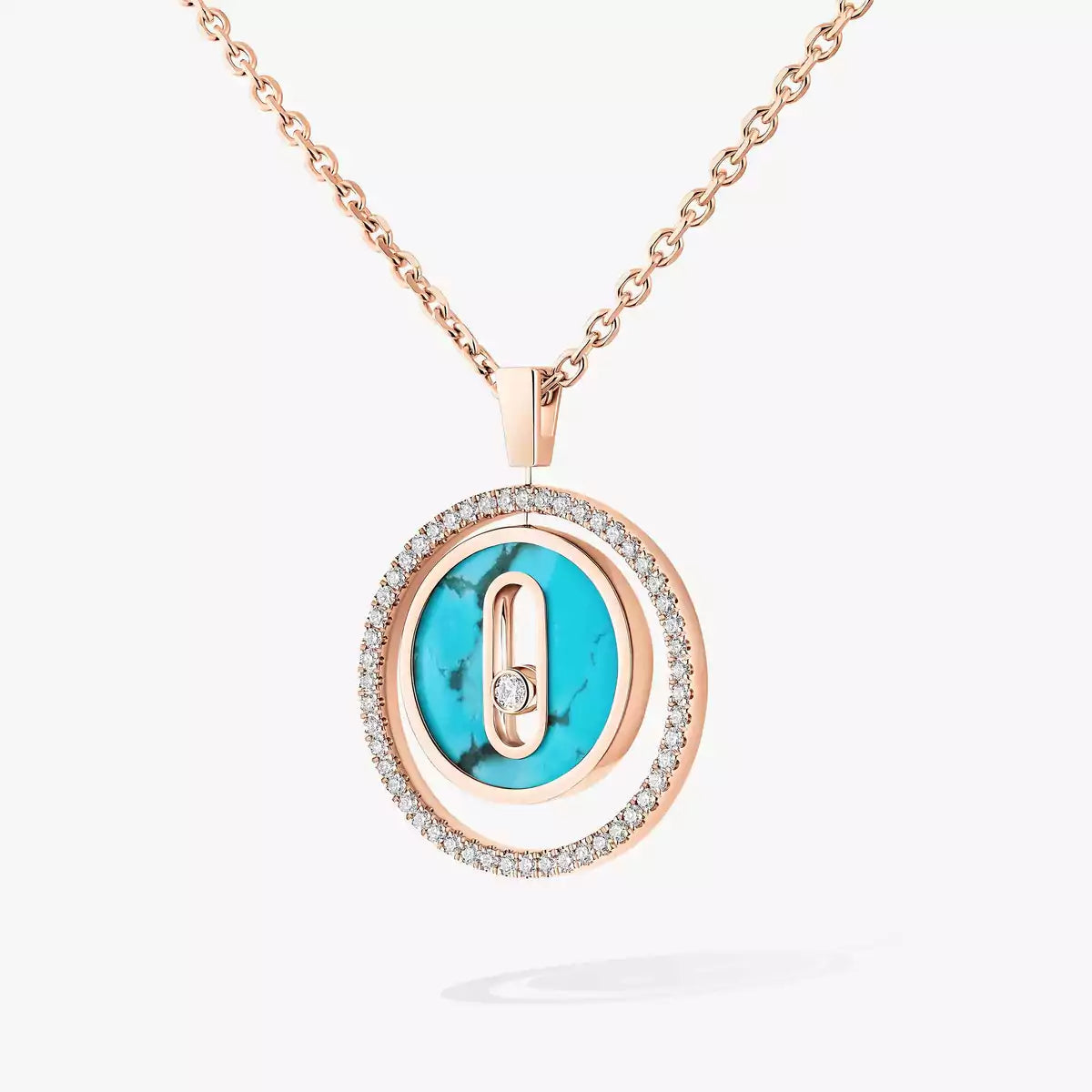 [Clara Jewely]Lucky Move Diamond Necklace in Rose Gold and White Mother-of-Pearl