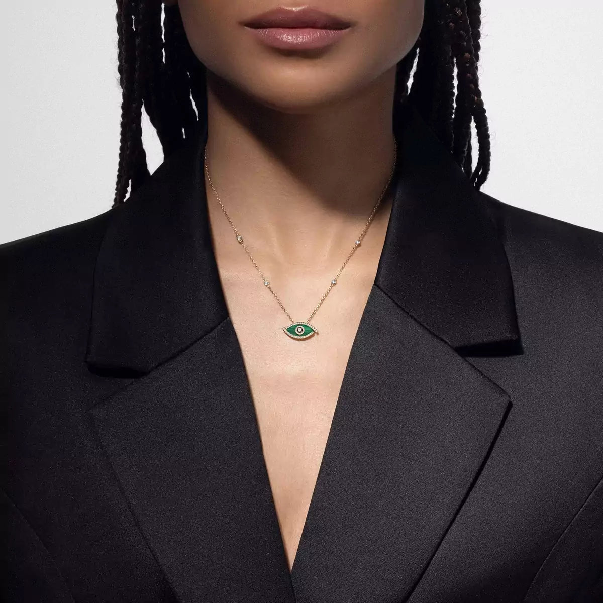 [Clara Jewely]Lucky Eye Diamond Necklace in Rose Gold and Turquoise