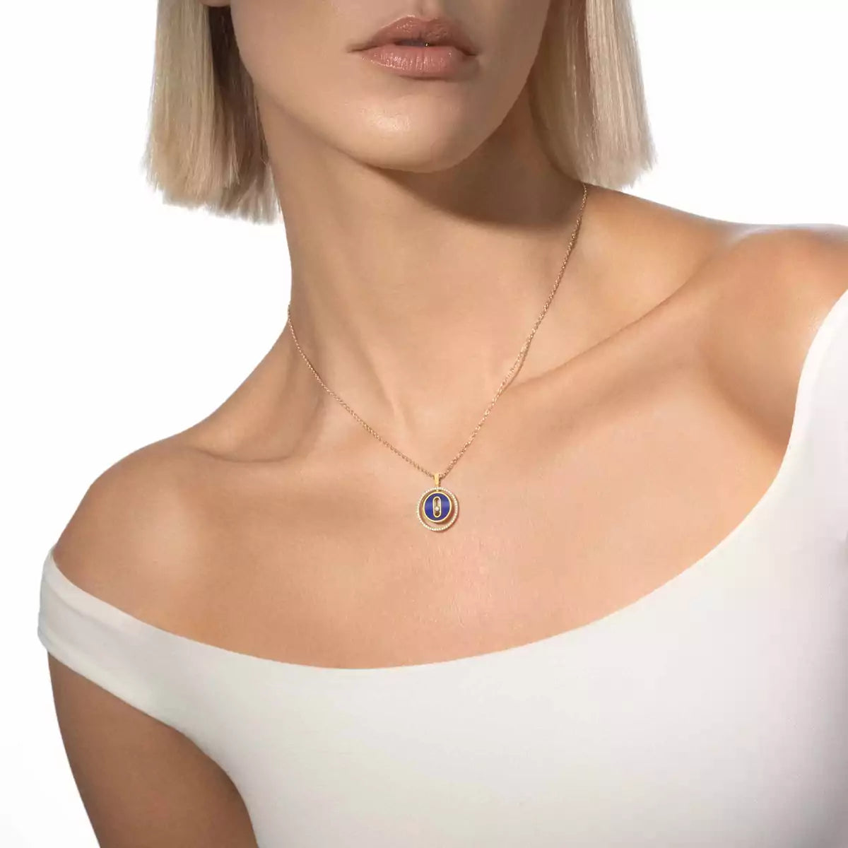 [Clara Jewely]Lucky Move Diamond Necklace in Rose Gold and White Mother-of-Pearl