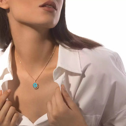 [Clara Jewely]Lucky Move Diamond Necklace in Rose Gold and White Mother-of-Pearl