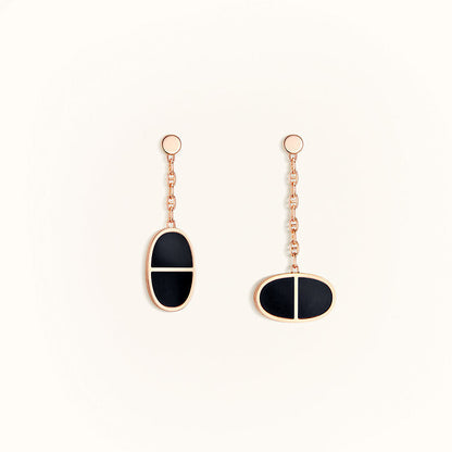 [Clara Jewels]CHAINE VERSO BLACK CERAMIC EARRINGS