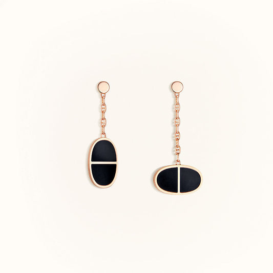 [Clara Jewels]CHAINE VERSO BLACK CERAMIC EARRINGS
