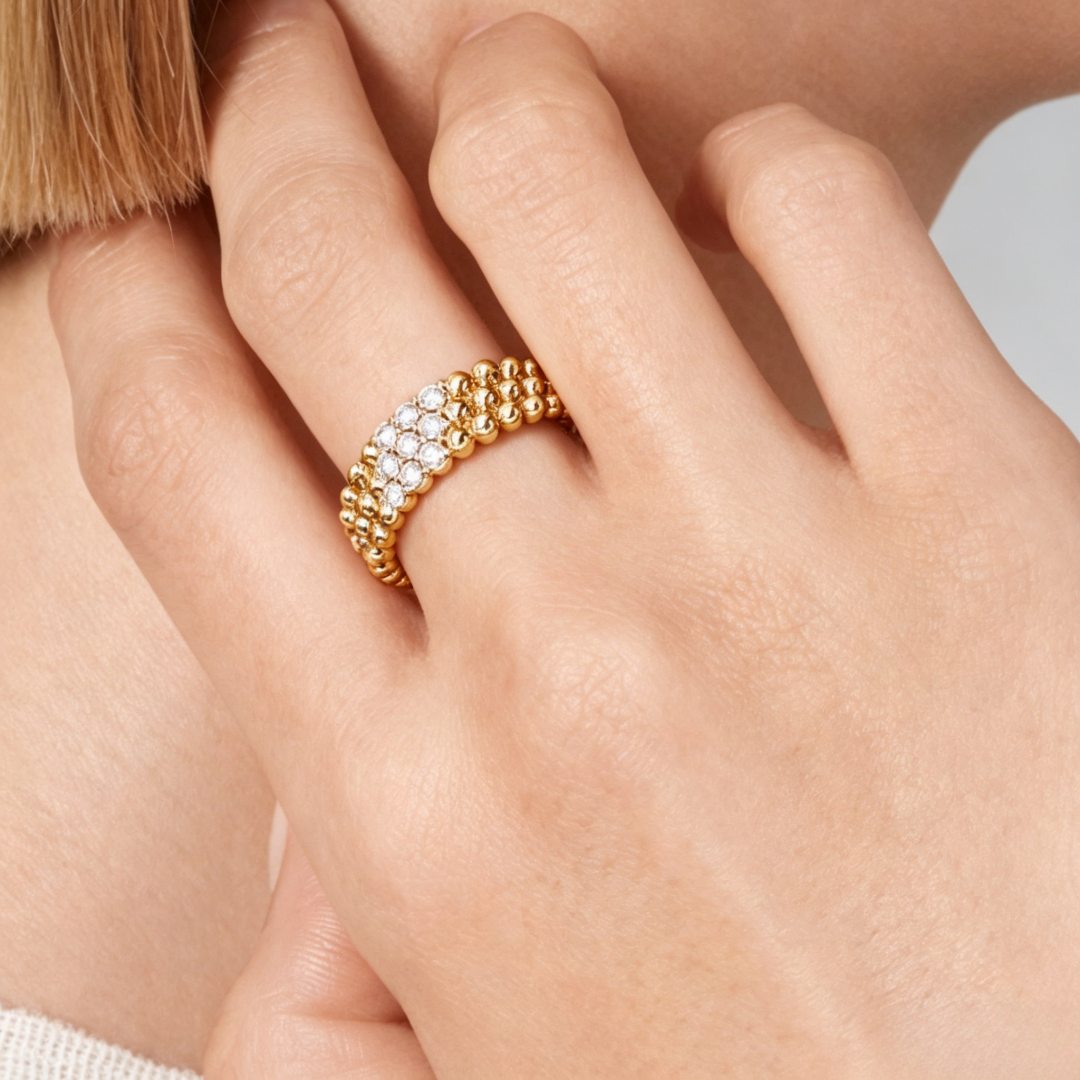 [Clara Jewels] THREE-ROW DIAMOND RING