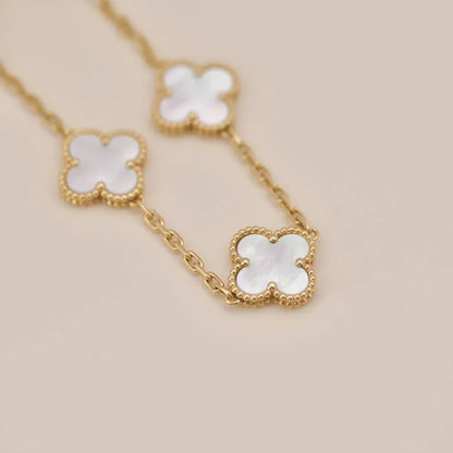 [Clara Jewels]CLOVER WHITE PEARL MOP 5 MOTIF BRACELET COLLECTION