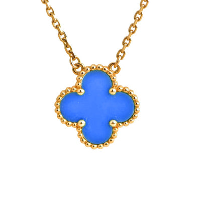 [Clara Jewels]CLOVER 15MM BLUE AGATE NECKLACE
