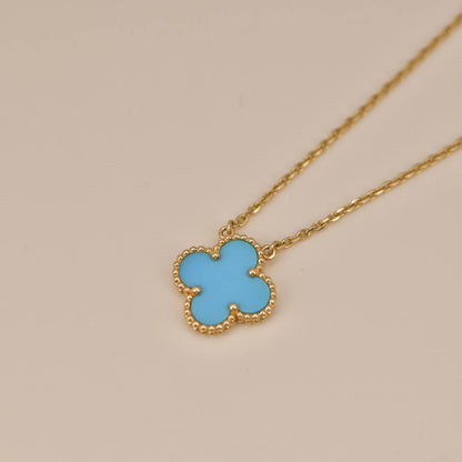 [Clara Jewels]CLOVER 15MM VINTAGE TURQUOISE NECKLACE