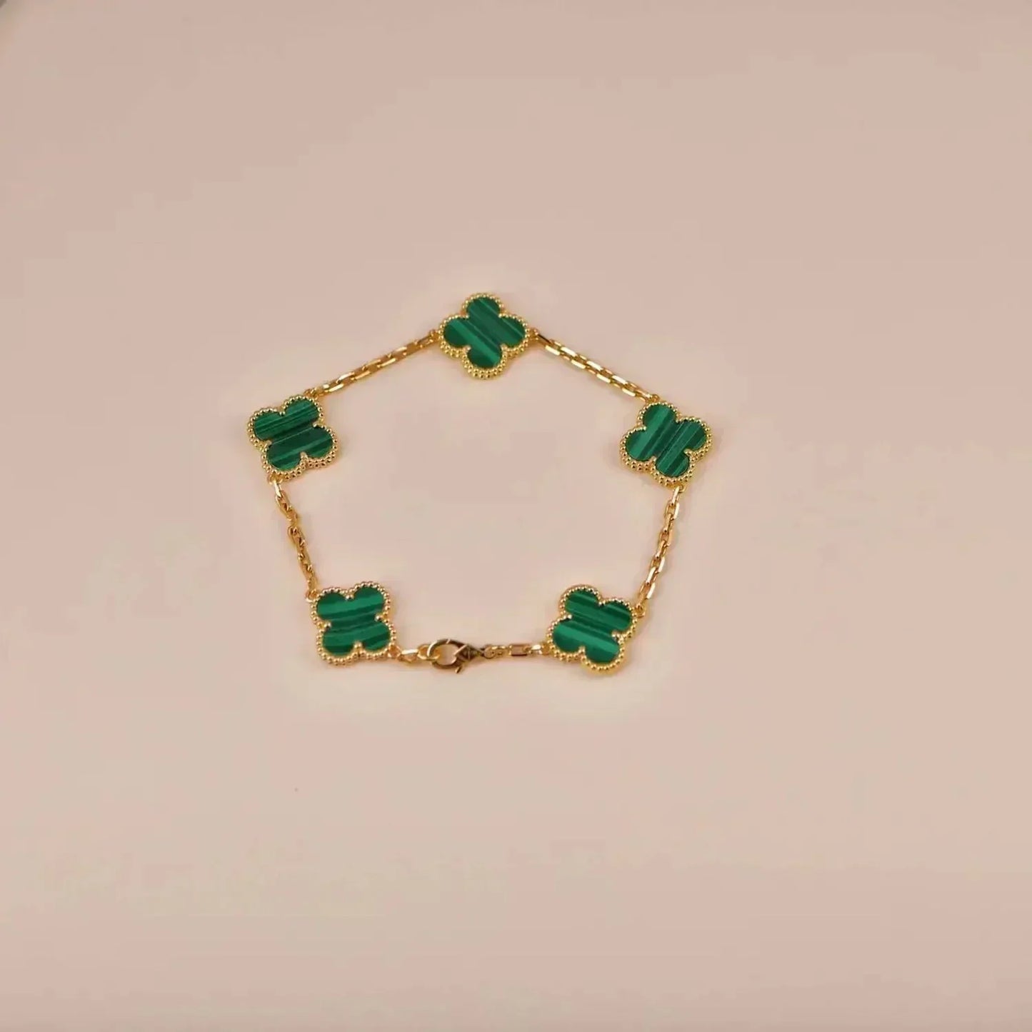 [Clara Jewels] CLOVER 5 MOTIF MALACHITE BRACELET COLLECTION