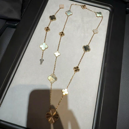 [Clara Jewels]DETACHABLE CLOVER 15(11+4) FLOWER ROSE GOLD NECKLACE SET