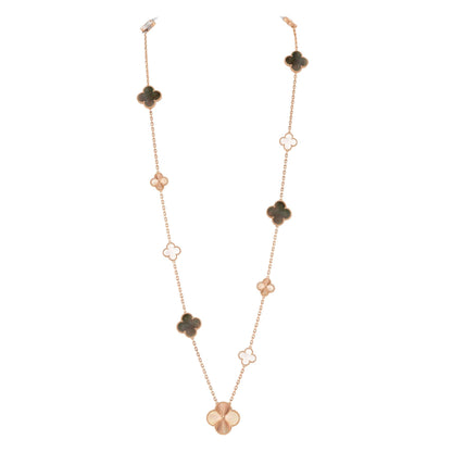 [Clara Jewels]DETACHABLE CLOVER 15(11+4) FLOWER ROSE GOLD NECKLACE SET