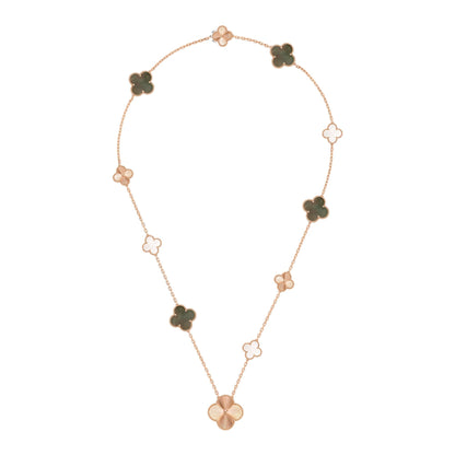 [Clara Jewels]DETACHABLE CLOVER 15(11+4) FLOWER ROSE GOLD NECKLACE SET